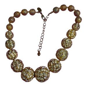 Vintage Scaasi Gold-Tone Demi Parure Runway Rhinestone Beaded Statement Necklace